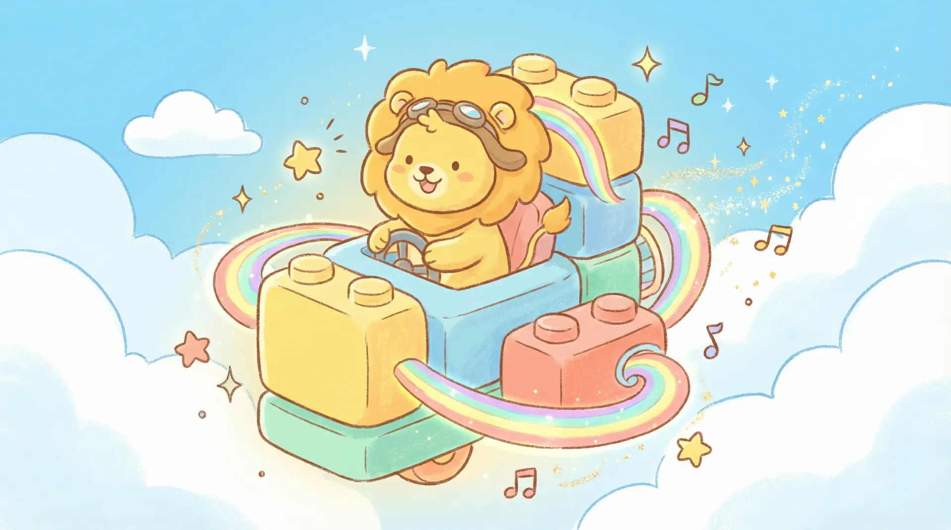 亲子时光机 - 旧里番 欢迎页，小狮子驾驶时光机穿越云朵